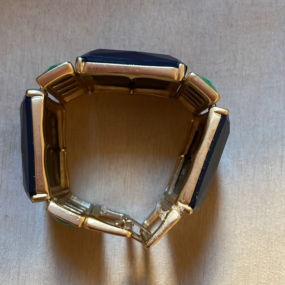 Gold bracelet with navy & green stones - Picture 4 of 8